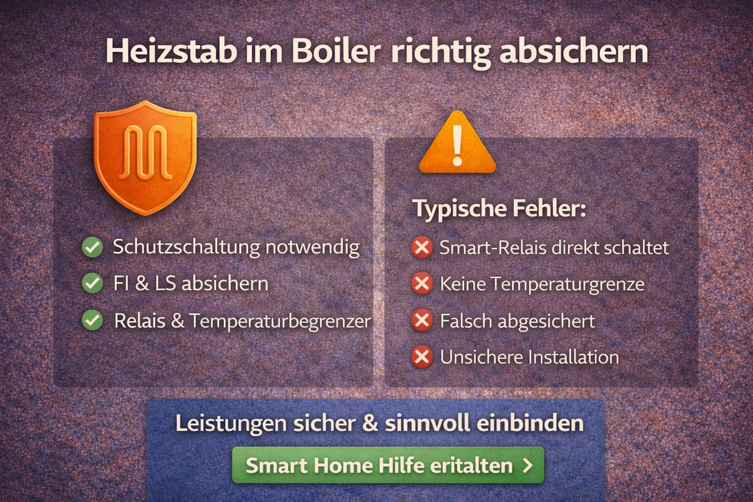 Heizstab im Boiler richtig absichern – Schutzschaltung einfach erklärt
