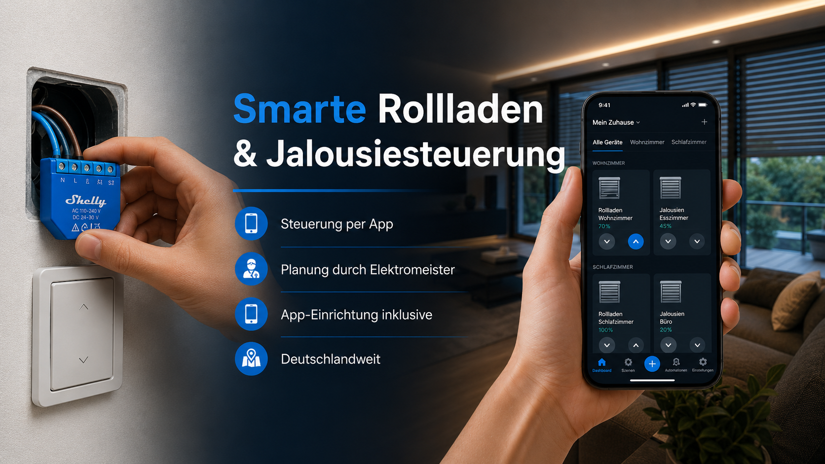 Smarte Rollladen- & Jalousiesteuerung inkl. Installation