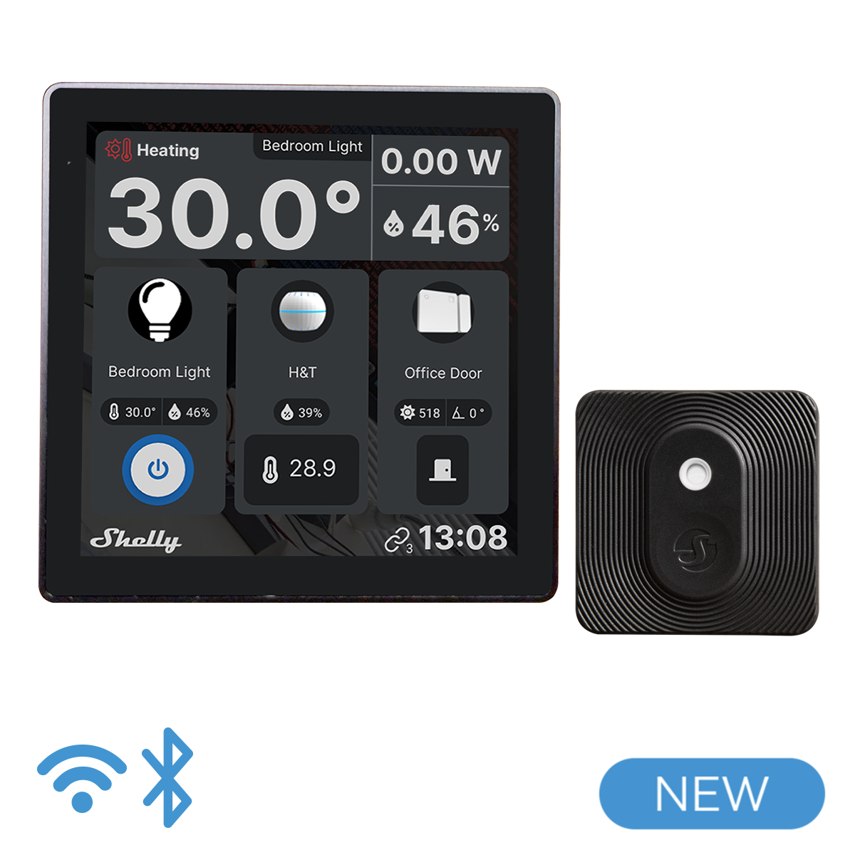 Shelly Wall Display mit Shelly Blu H&T